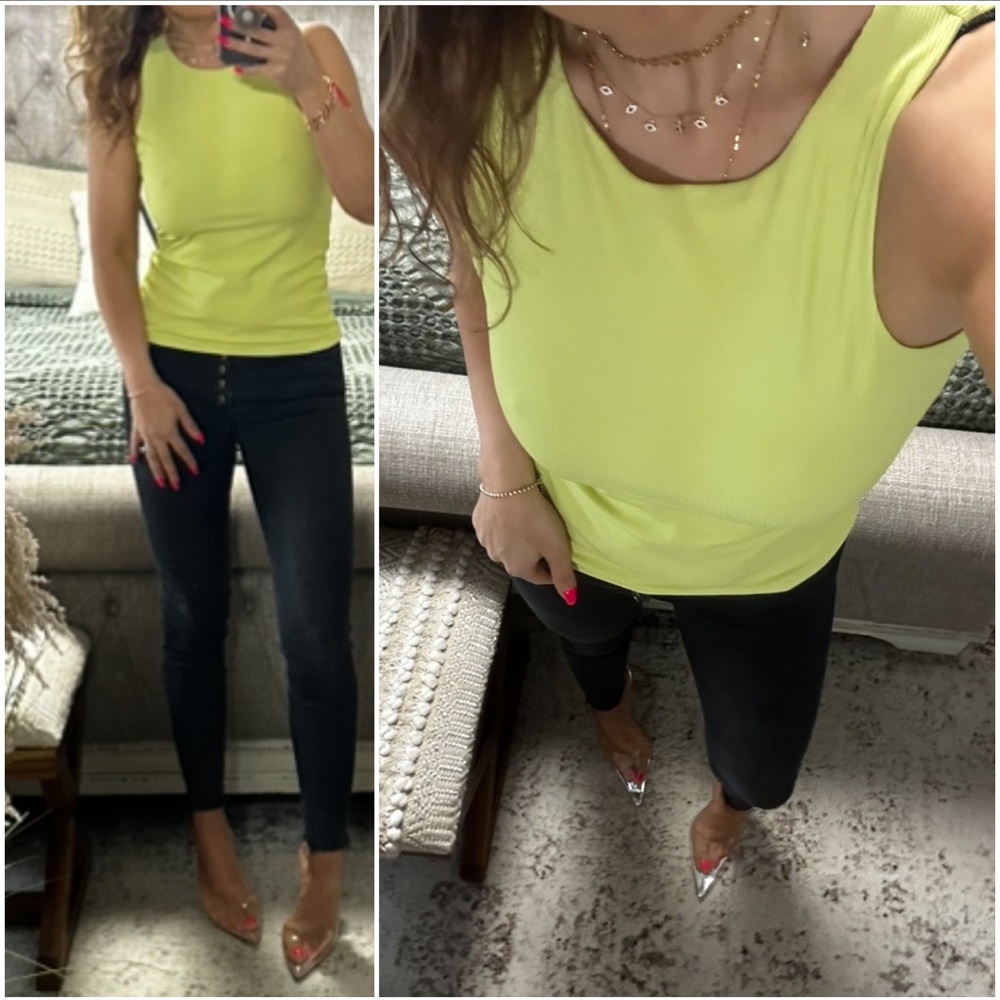 New✨Pale neon citrine ribbed tank style top